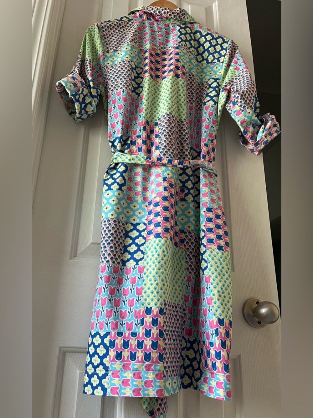 Talbots Multicolor Patchwork Shirt Dress in Pink, Blue, Green & Cream - Picture 4 of 4